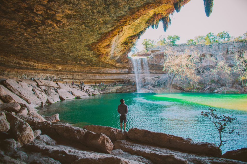 best swimming holes in Texas, swimming area Central Texas, Hamilton Pool swimming area,