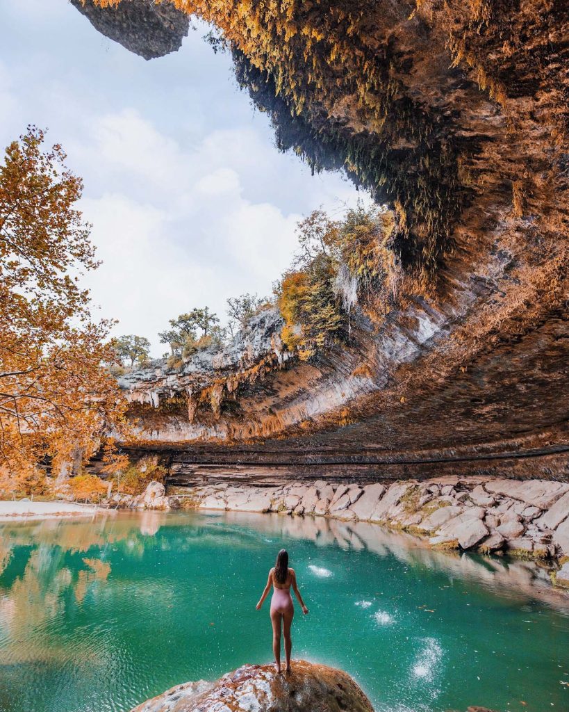 best swimming holes in Texas, swimming area Central Texas, Hamilton Pool swimming area,